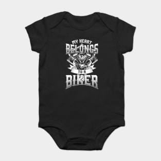 MOTORCYCLE: My Heart Belongs To A Biker Baby Bodysuit